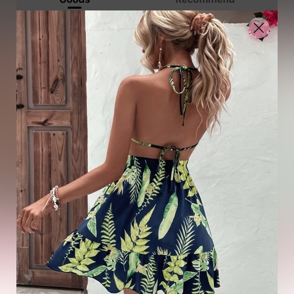 Sexy floral tropical print cutout tie back dress - Picture 3 of 6